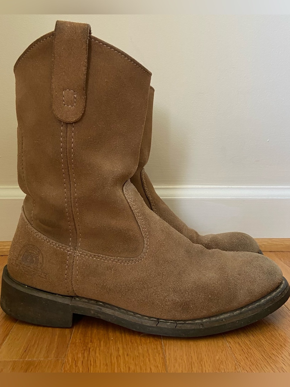 Brahma Del Rio Boots Men's Size 8.5 Leather Suede Western Cowboy Tan Roper Ranch